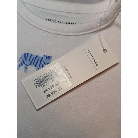 Janie And Jack One Piece Body Suit White With Animals Baby Size 0-3 Months - Picture 7 of 11